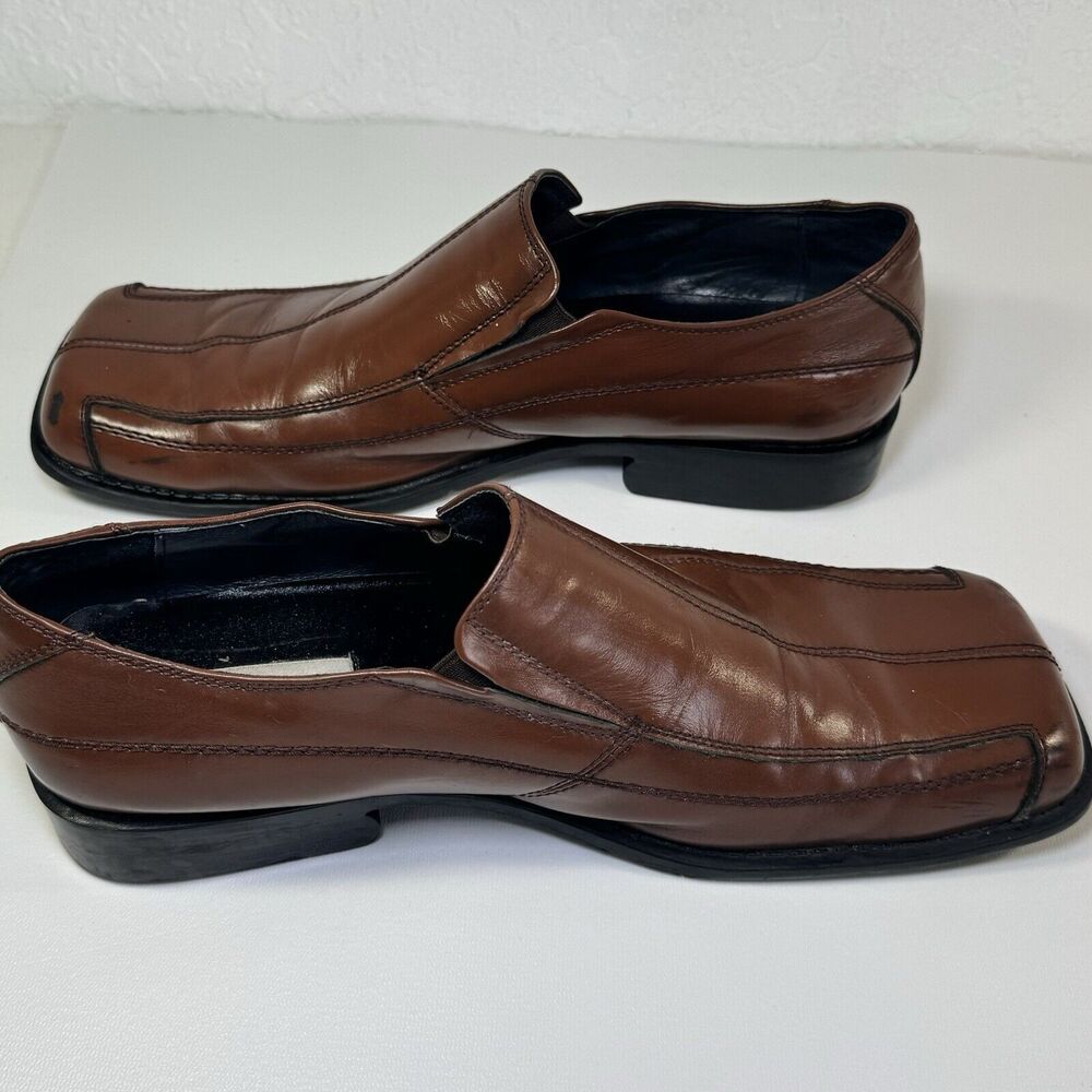 Steve Madden P Fire Mens 13‎ Loafer Shoes Brown Leather Square Toe - Picture 5 of 12
